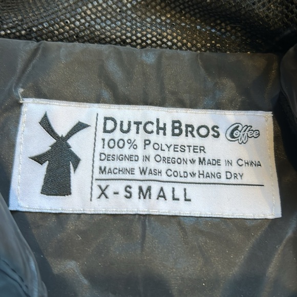 ✌️Dutch Bros Black Reflective Hooded Rain Jacket X-SMALL DB 1992 RARE - Picture 4 of 15